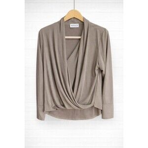 Veronica M Crossover V-Neck Draping  Long Sleeve Top Size XL